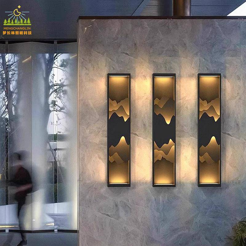 店铺门口壁灯新中式禅意山水壁灯室外别墅庭院大门壁灯入户门壁灯