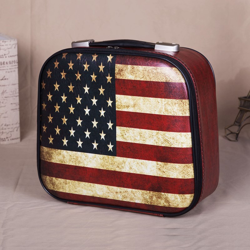 美式复古手提皮箱家居日用收纳箱店铺陈列展示商务礼品箱储藏箱子