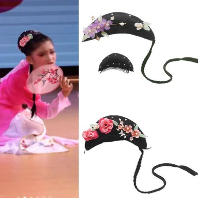 新款桃李杯古典舞扇舞演出头饰假发湘云飞舞蹈艺考中国风头饰珠花