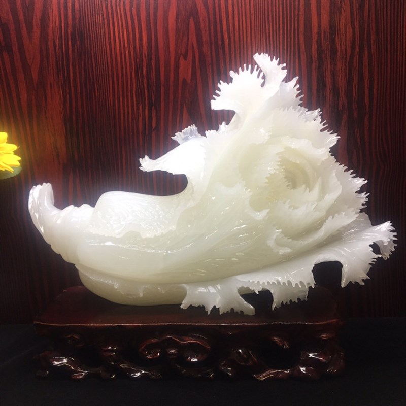 白玉阿富汗玉白菜家居摆件细腻油润细腻工艺品厂家