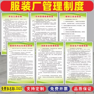 服装厂纺织厂管理制度牌裁剪检验员岗位责任制消防安全制度车间管