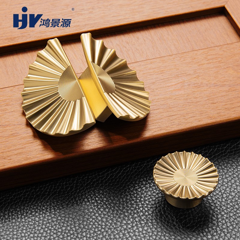 轻奢衣柜门拉手法式半圆扇形拉手金色橱柜抽屉门把手五金家具配件