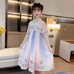 超仙公主裙儿童表演襦裙夏装 国风古装 连衣裙 2024新款 女童汉服夏季