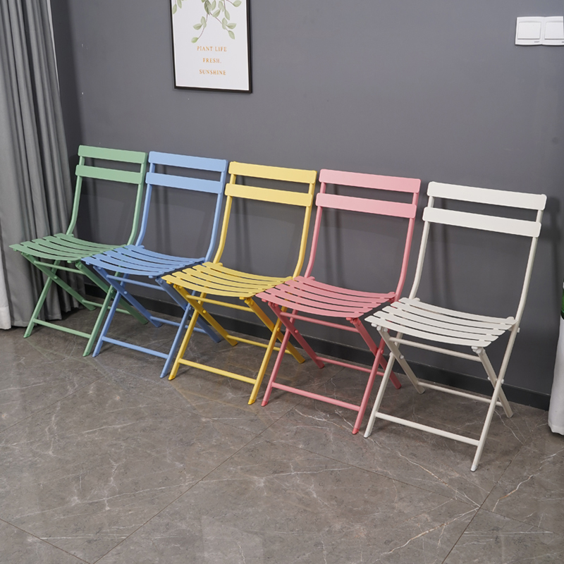 花园阳台奶茶店桌椅组合休闲椅小型折叠椅户外简易便携铁艺靠背椅