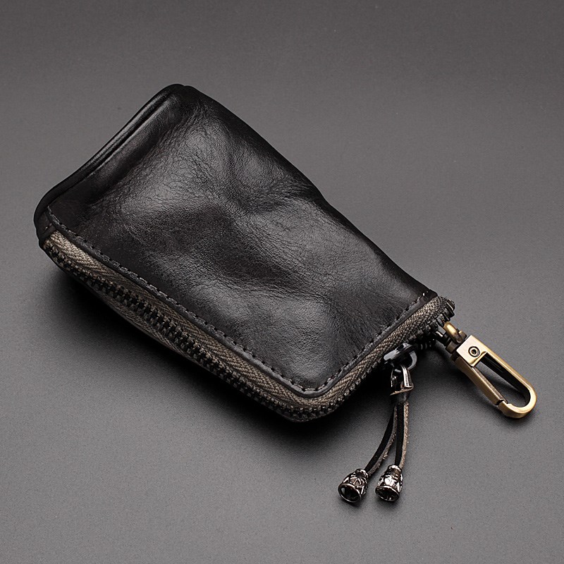 多功能钥匙包男真皮大容量收纳女汽车卡包复古高档植鞣头层牛皮