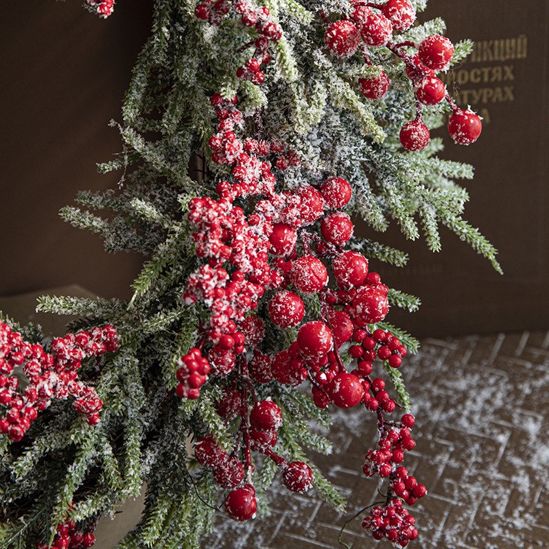 圣诞节红浆果圣诞花环藤条门挂挂件挂饰迷你圣诞树装饰品场景布置