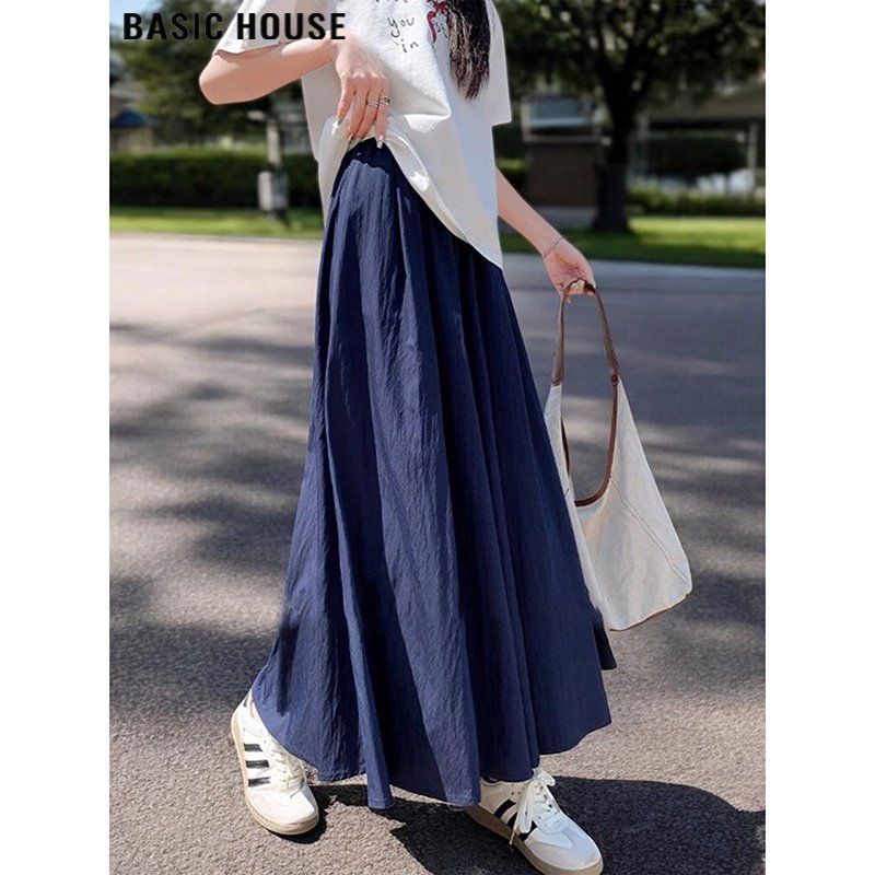 Basic House/百家好宽松阔腿山本裤子女春季新款高腰垂感半身裤裙