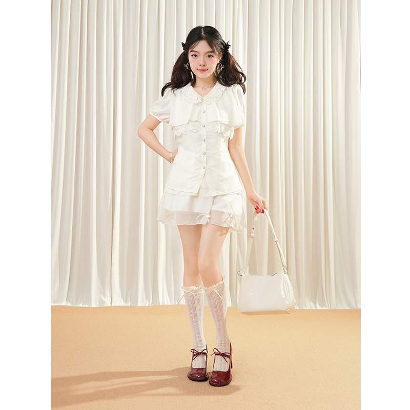 【少女心炸】古着vintage法式高级感套装复古甜美上衣短裙三件套~