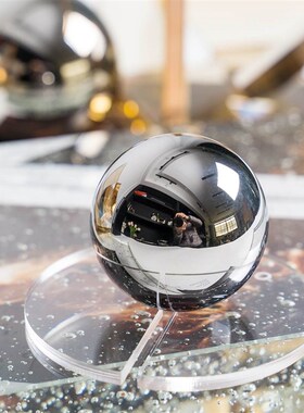 现代简约银色水晶球客厅书房办公室桌面创意几何装饰摆件家居饰品