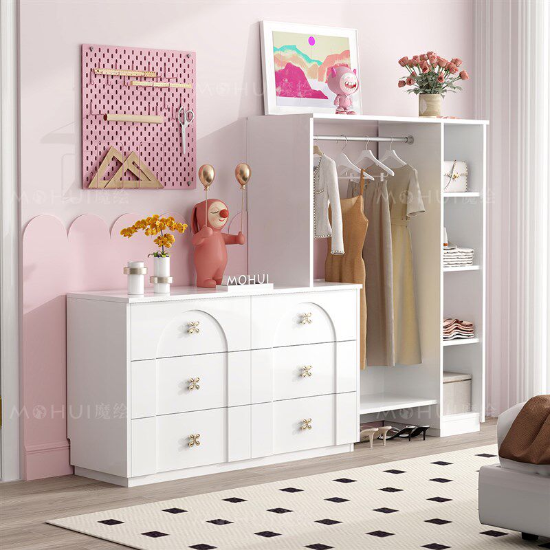 魔绘创意落地衣架现代简约六斗橱多功能衣帽架一体组合柜床尾柜子