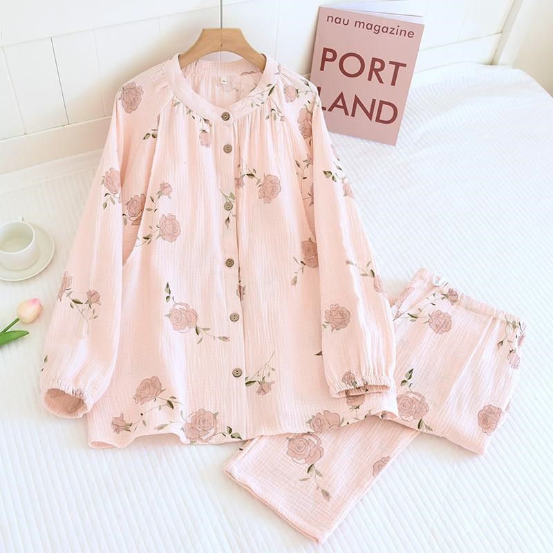 纯棉纱布月子服春秋大码孕妇哺乳睡衣女夏季薄款待产后产妇家居服