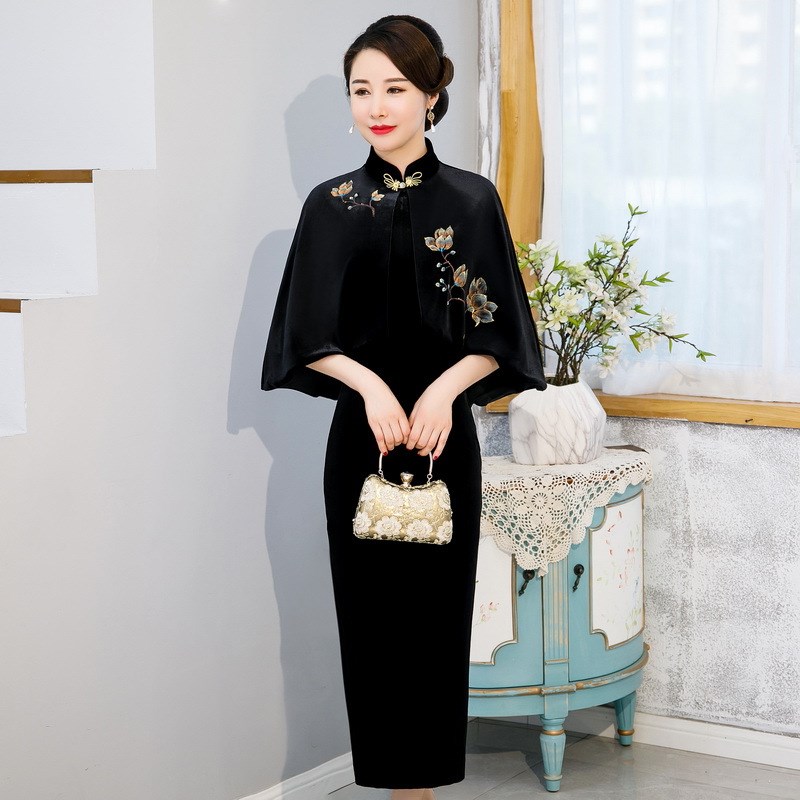 2021新款随搭开衫旗袍披肩 改良时尚小外套 丝绒旗袍斗篷敬酒保暖