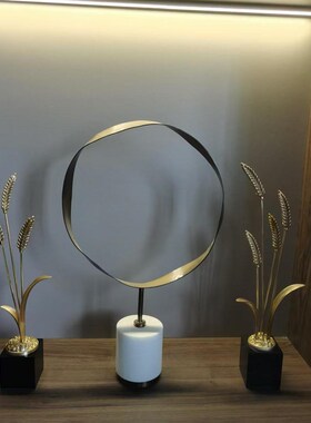 轻奢玄关黄水晶紫水晶纯铜装饰品客厅书房电视柜酒柜细长摆件