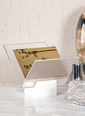 大理石亚克力书架摆件轻奢简约现代书靠书立家居书房办公室装饰品