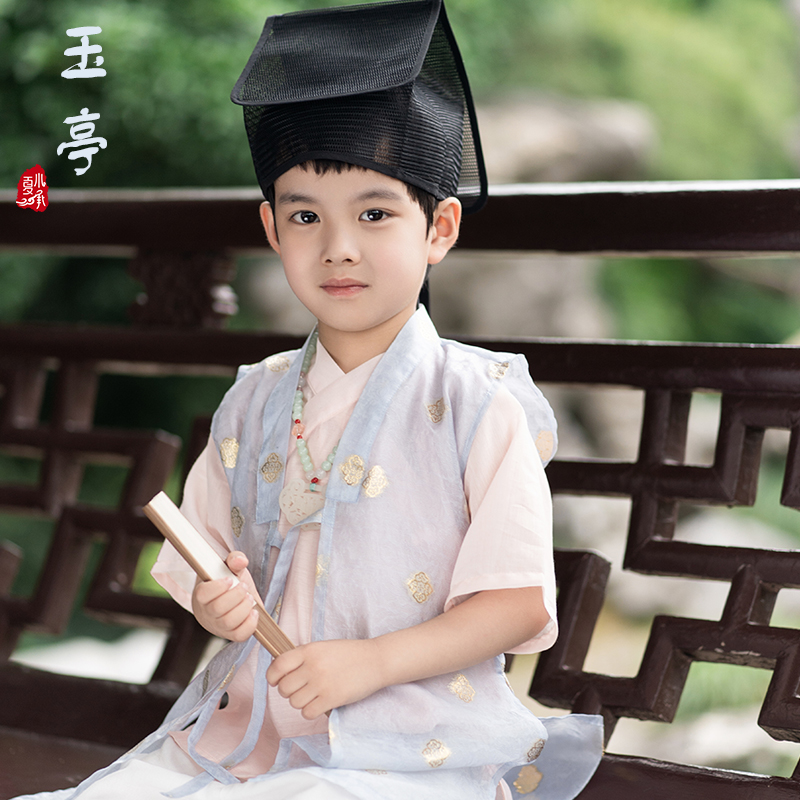 2022新款明制比甲男童汉服宝宝夏季薄款套装儿童高端超仙幼儿古装