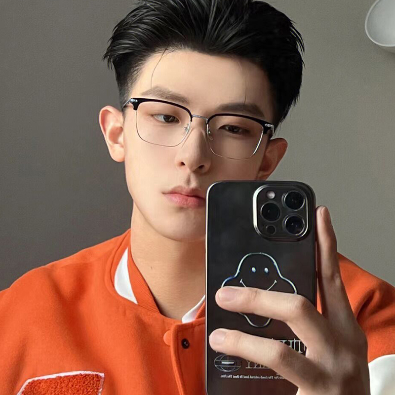 超轻半框眼镜男款近视网上可配度数散光复古大脸纯钛眼睛框镜架女