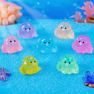 微景观海洋动物 夜光发光小章鱼摆件 创意海水底鱼缸造景装饰品