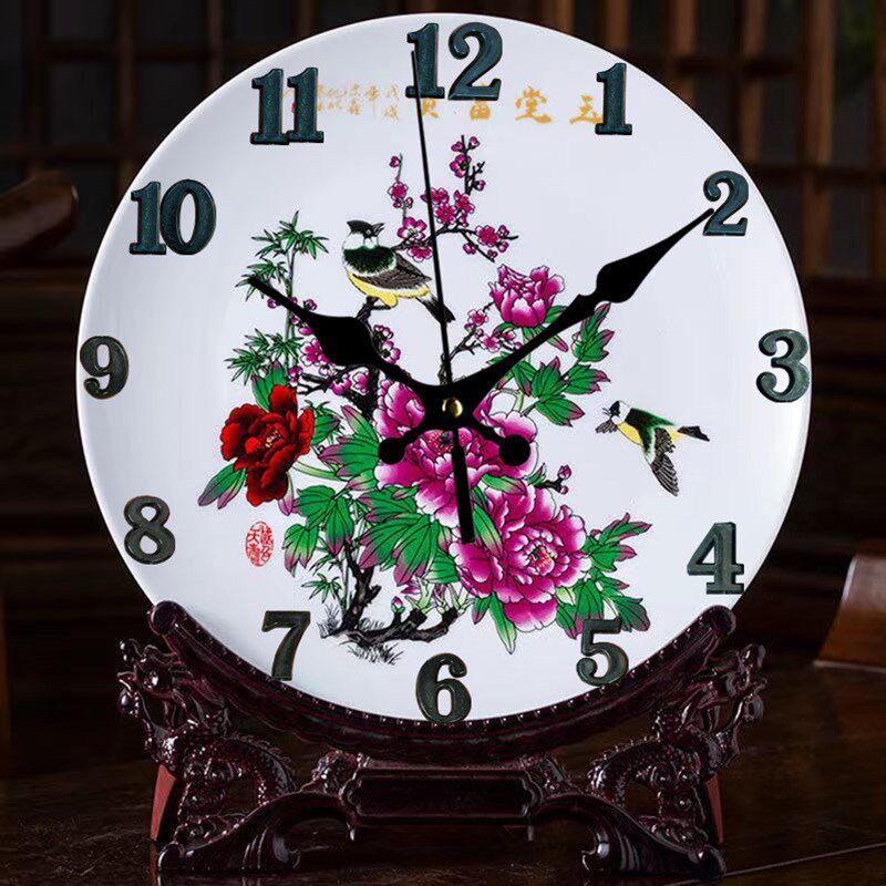 简约陶瓷座钟家用时尚桌面装饰时钟摆件中式客厅摆放台式大气钟表,家居饰品,座钟,淘宝优惠券,粉丝福利购,淘宝优惠卷