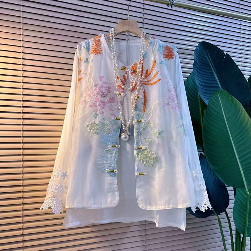 胖妹妹大码夏季新款时尚套装女韩版新中式刺绣马甲打底衫两件套潮