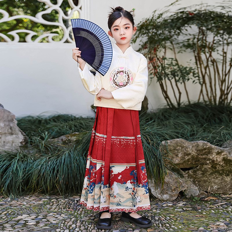 新款2024儿童汉服马面裙中国风女童汉服春秋季连衣裙超仙唐装女