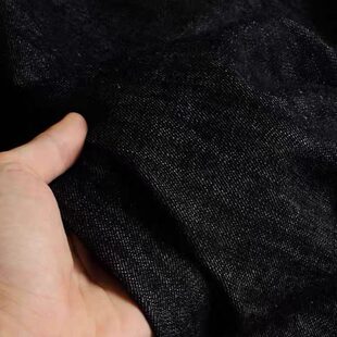 日本冈山进口黑色加厚无弹牛仔布料原浆外套夹克背心面料纯棉品质