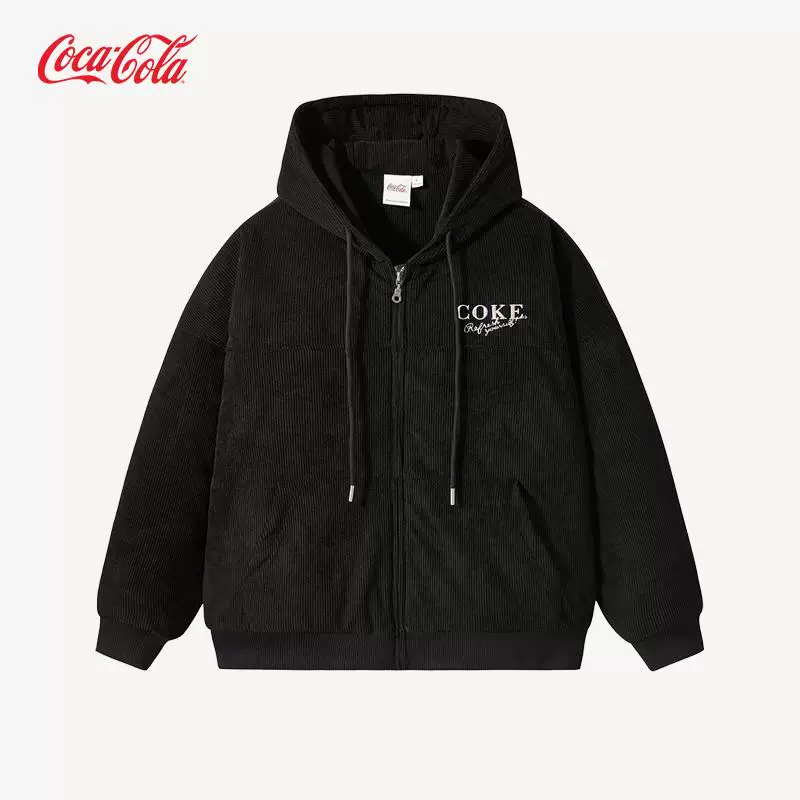 Корпюровая пуховая куртка с капюшоном для мужчин и женщин, Cola, с вышивкой
