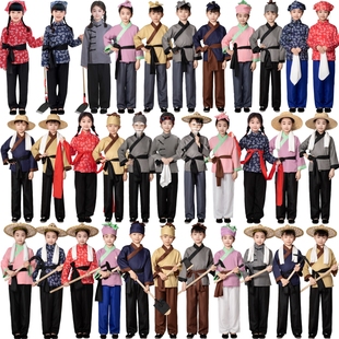 儿童愚公移山演出服农夫村民村姑狼来了守株待兔锄禾课本剧表演服