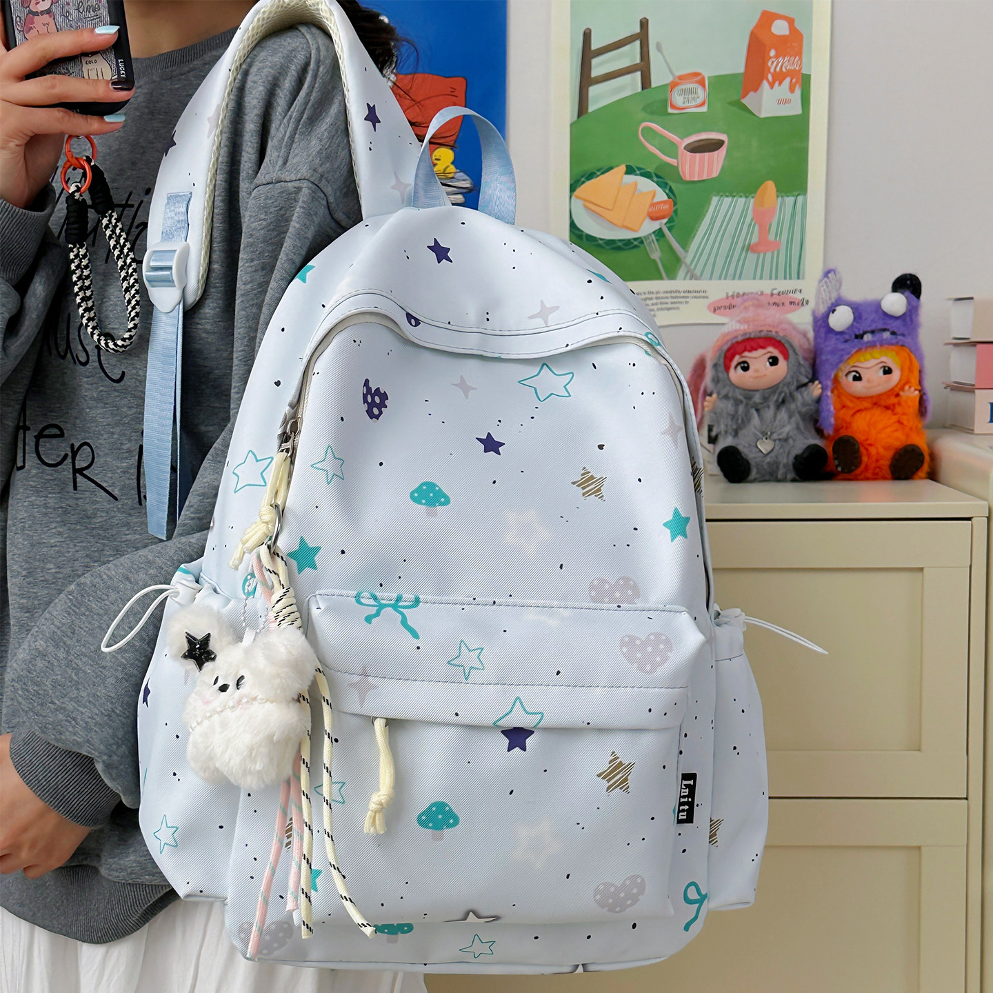 卡通可爱书包女生小学生ins高颜值背包大容量高中初中学生双肩包