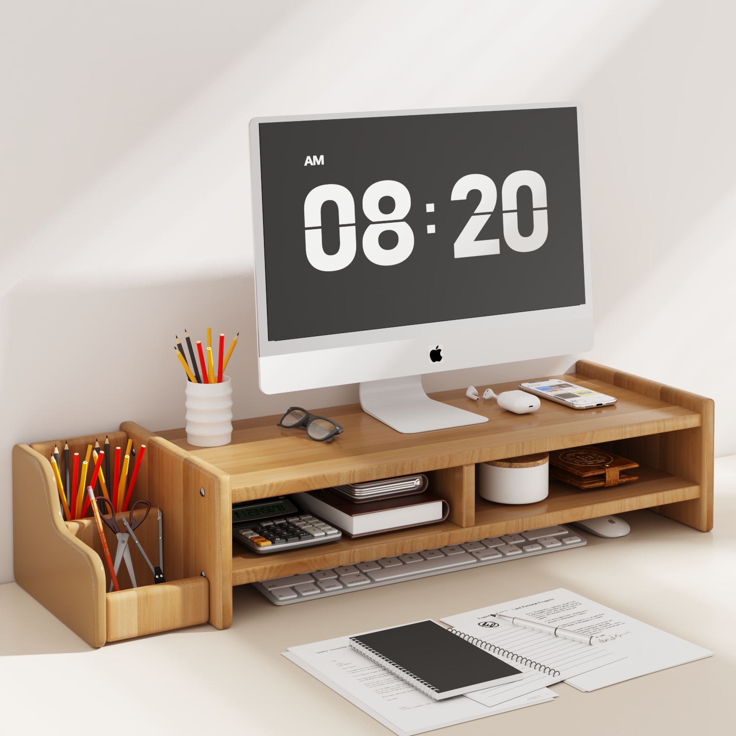 台式电脑增高架办公室工位显示器抬高架桌面显示屏改造置物垫高架