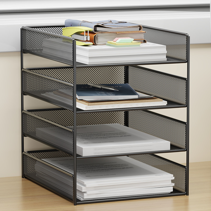 办公桌面收纳置物架文件收纳盒办公用品文件架桌面书架多层大容量文件