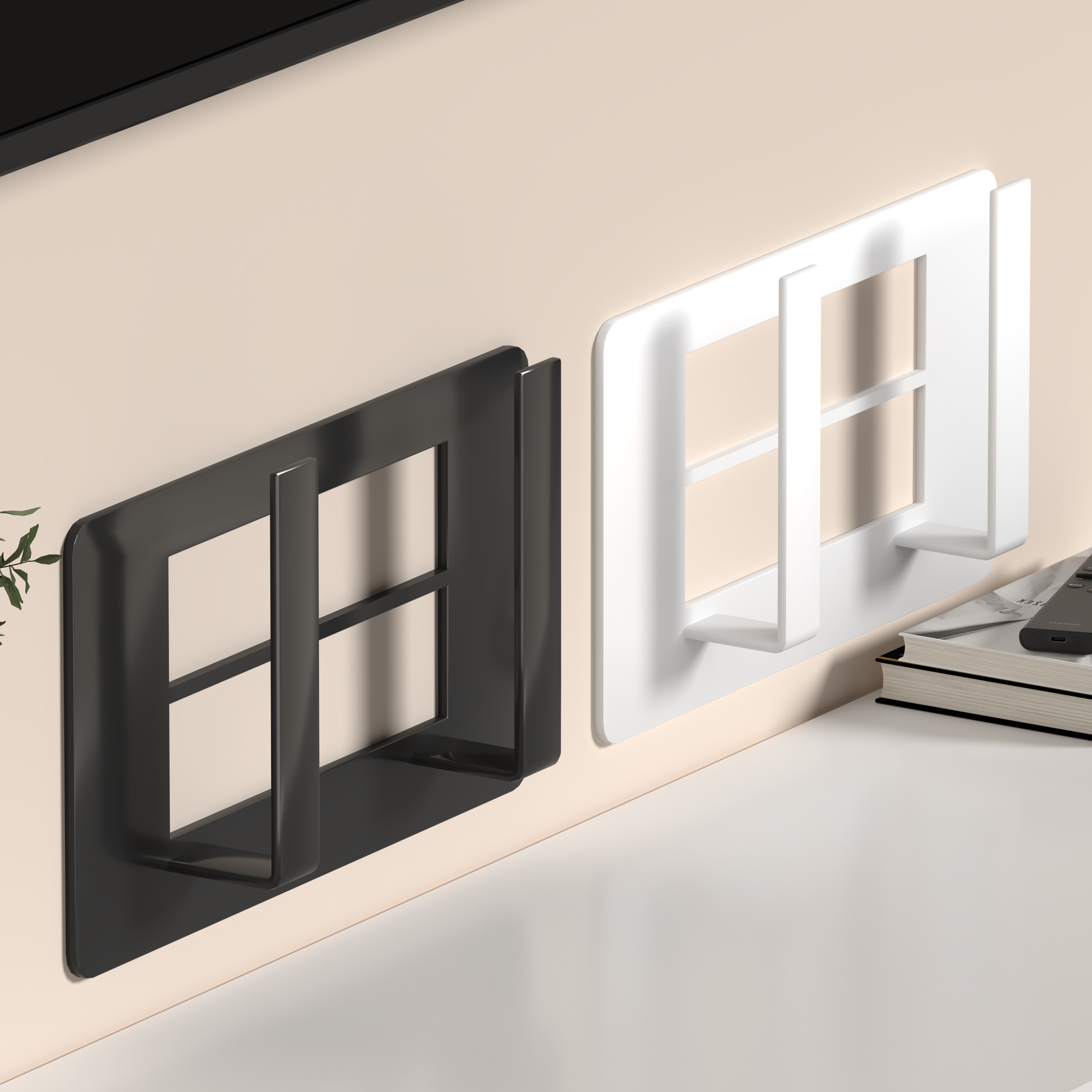 路由器放置架电视机顶盒置物架wifi光猫免打孔上墙收纳盒悬空支架