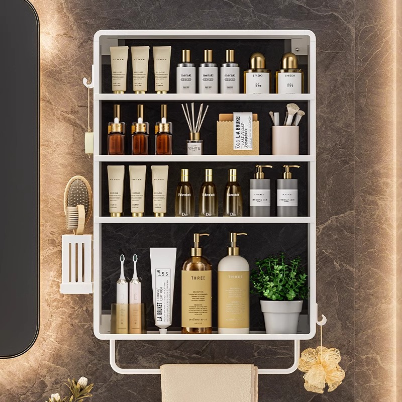 卫生间置物架子化妆品壁挂式墙上收纳柜浴室免打孔洗漱用品小壁柜