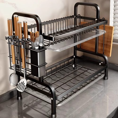 碗碟收纳架碗架双层沥水碗盘架厨房碗筷餐具碟子盘子收纳盒碗架子