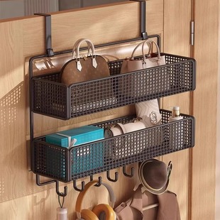 门后挂钩玄关衣帽神器壁挂墙上收纳置物架免打孔卧室门口侧挂衣架