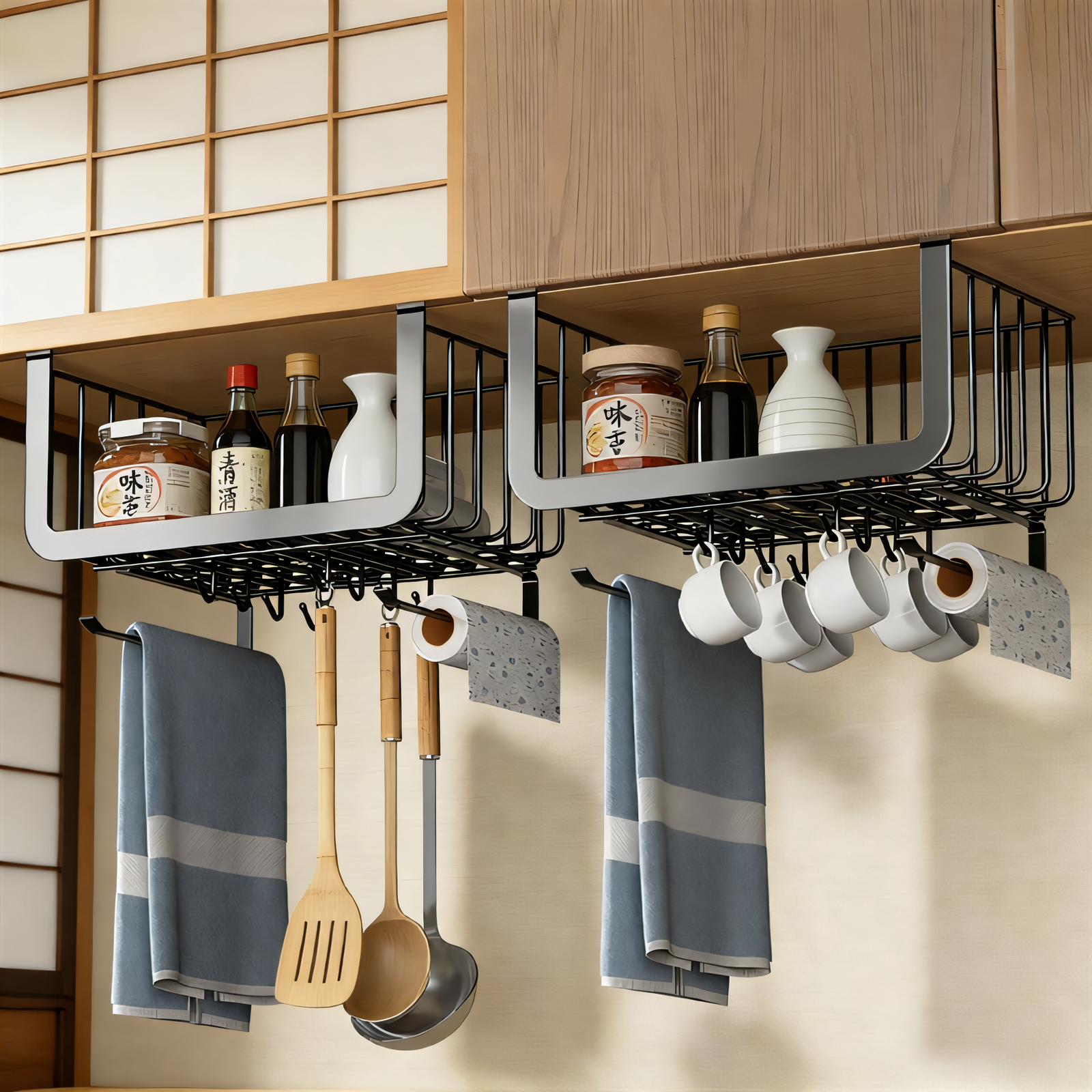 厨房下挂置物架吊柜悬挂挂篮下挂架橱柜免打孔纸巾架铲子勺子挂架,厨房/烹饪用具,厨房置物架/置物柜/角架,淘宝优惠券,粉丝福利购,淘宝优惠卷