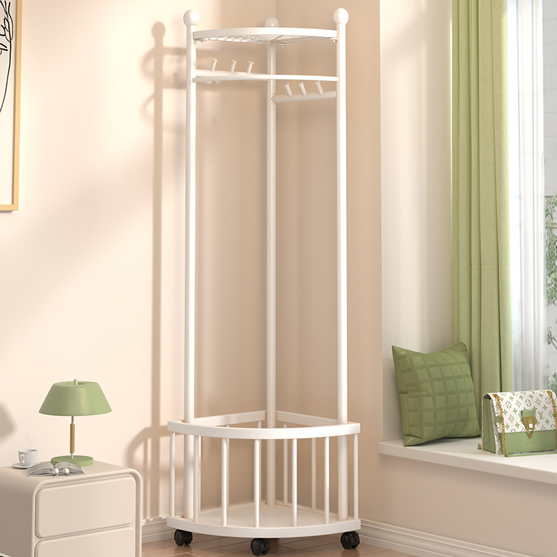 转角衣帽架落地式卧室家用轻奢挂衣架墙角可移动简易三角晾衣架子