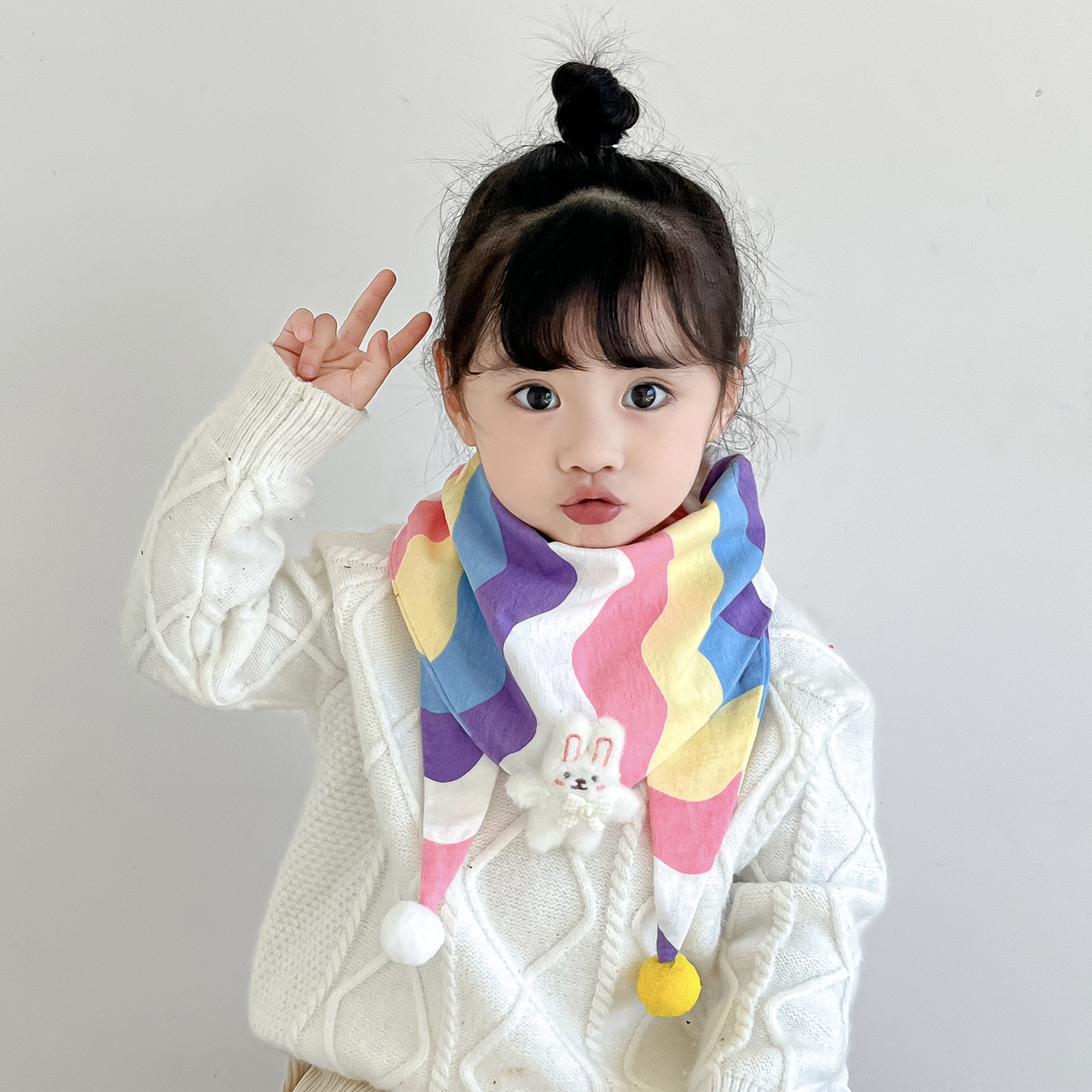 宝宝围巾春秋保暖儿童纯棉三角巾