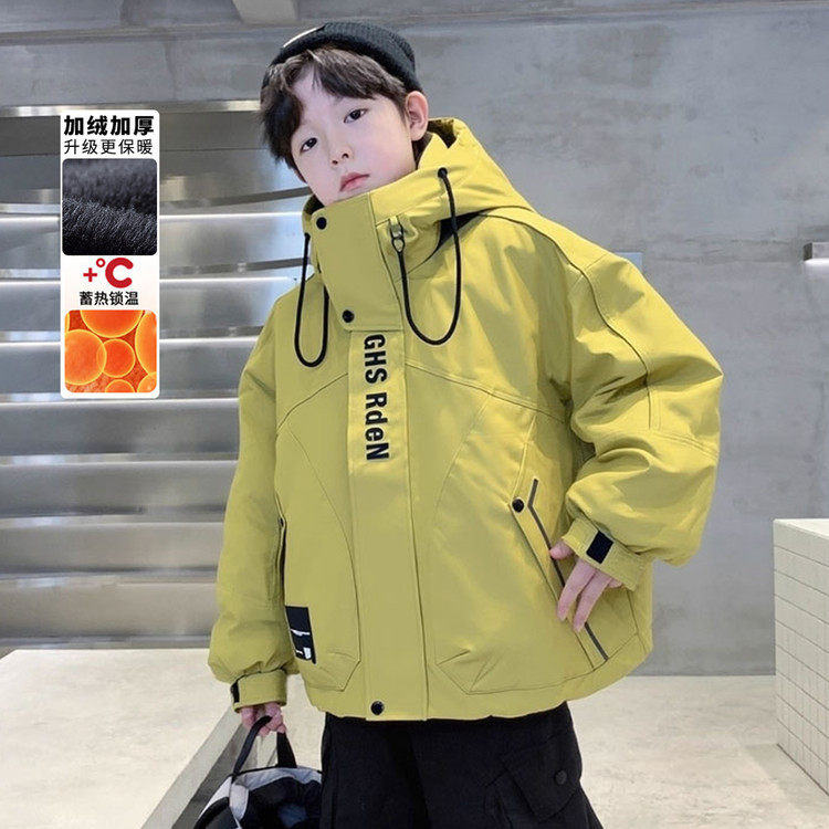 男童冬季工装加绒外套派克服大儿童户外连帽上衣保暖棉服潮酷帅气,童装/婴儿装/亲子装,棉袄/棉服,淘宝优惠券,粉丝福利购,淘宝优惠卷
