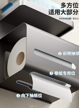 卫生间纸巾盒厕所置物架免打孔壁挂式抽纸厕纸放置盒洗手间卷纸架