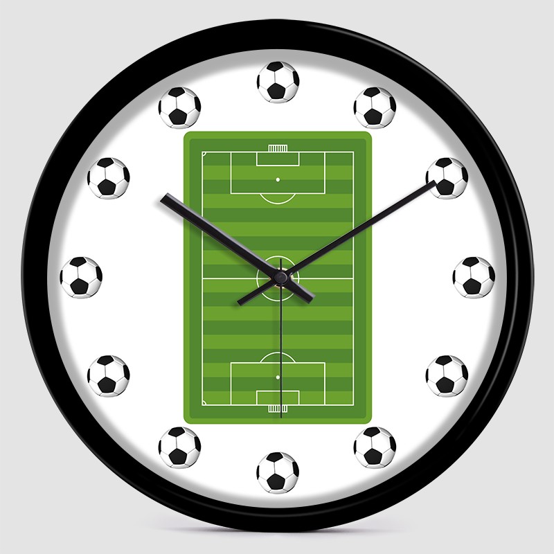 卡通足球时尚壁挂钟客厅卧室球迷俱乐部男孩儿童房宿舍静音时钟表