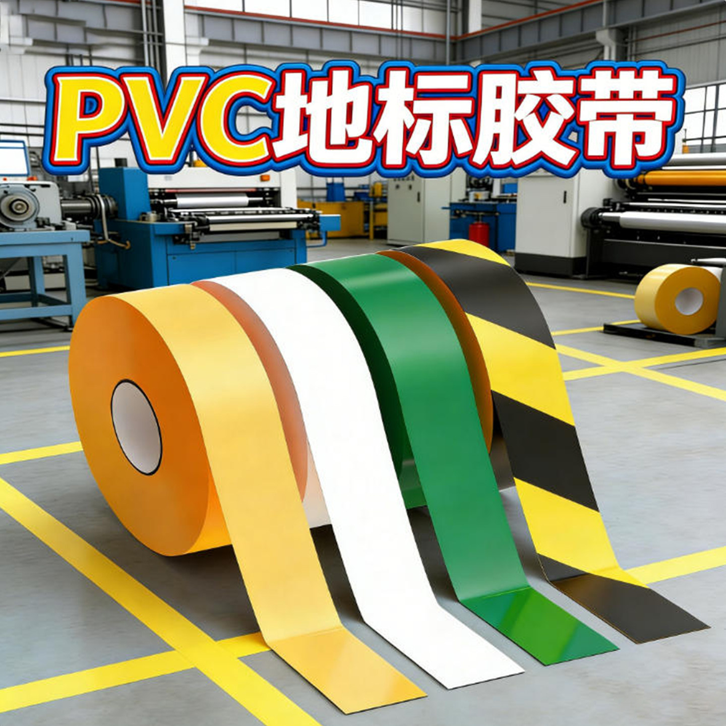 PVC地面划线胶带物流运输仓库卸货区域地板标明画线地贴消防通道走