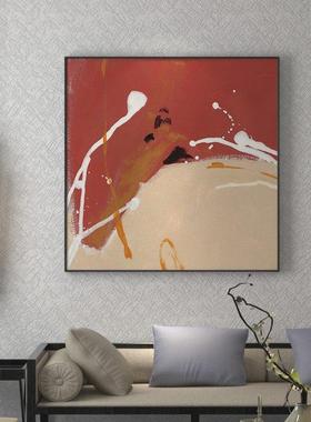 新中式无障碍豪华客厅书房茶室入口装饰画红色抽象艺术Normcore广