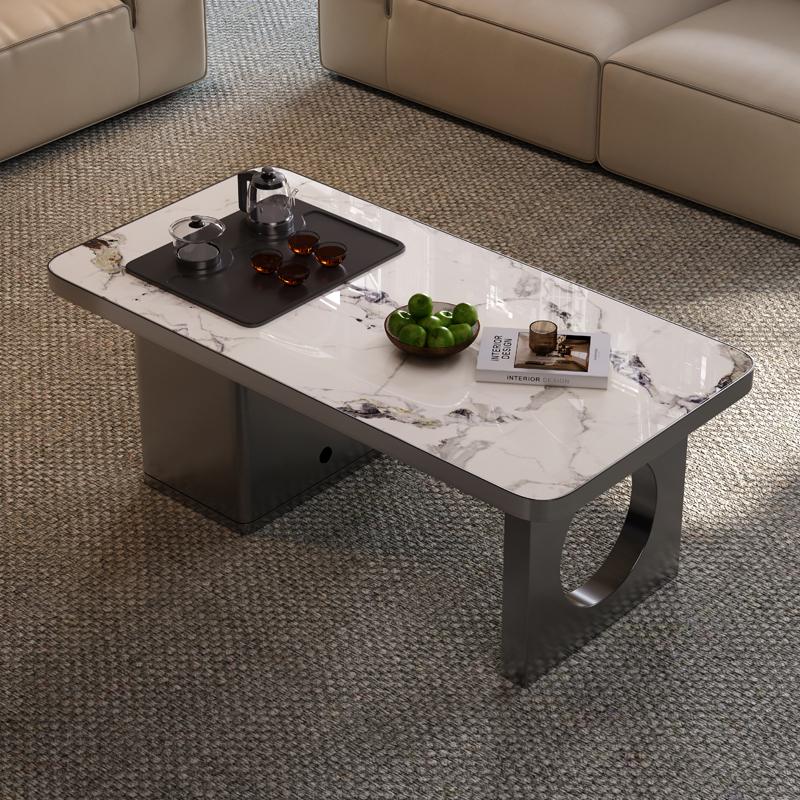 意式轻奢泡茶桌现代简约喝茶办公带烧水壶一体式家用岩板功夫茶几