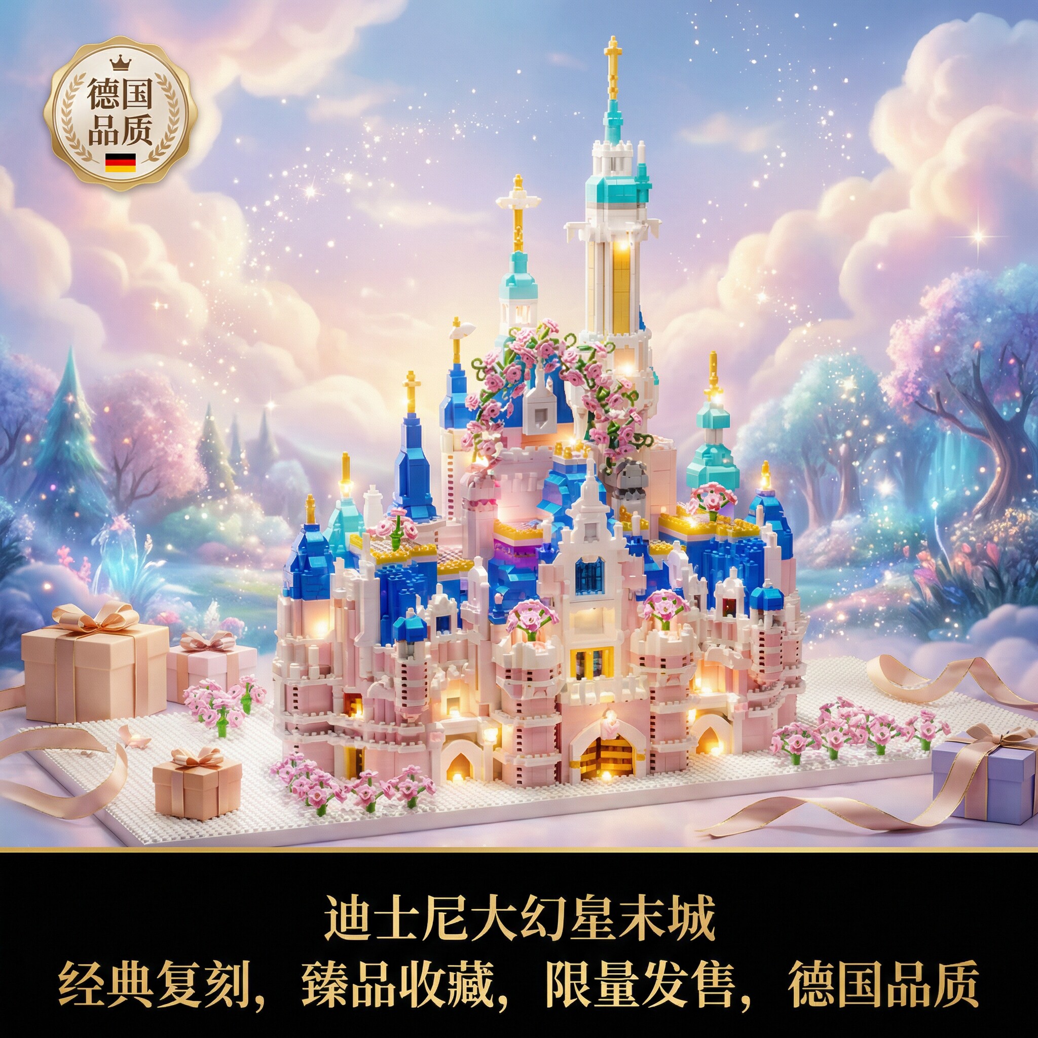 日本公主城堡积木花束礼物女孩儿童益智拼装玩具生日礼物节日送礼