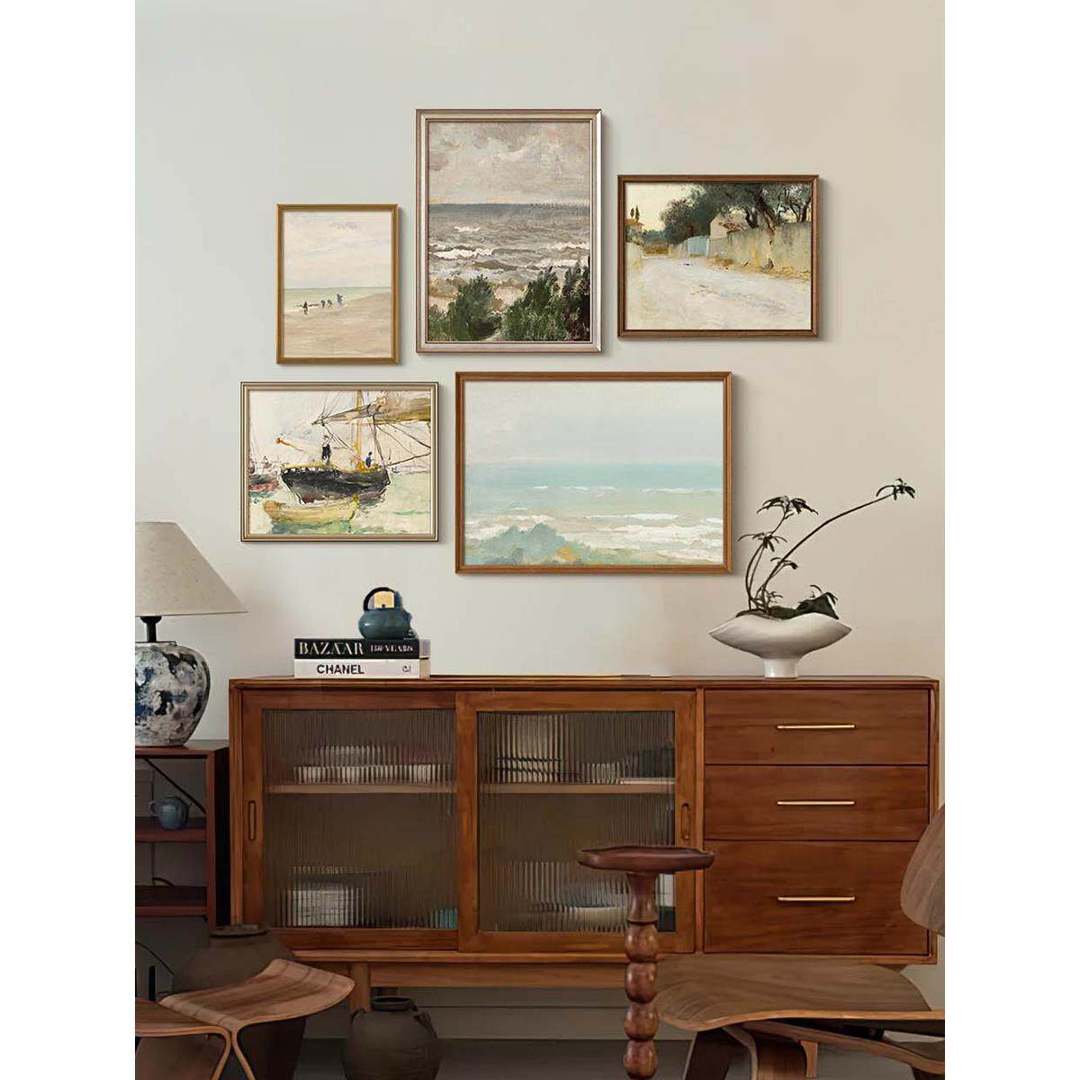 法国南方覆古自然风光油画法国中世纪风格客厅装饰画餐厅入口挂画