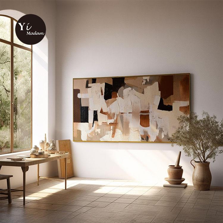 格艺Wabi-Sabi风格抽象色块水平版Normcore现代客厅民宿沙发背景