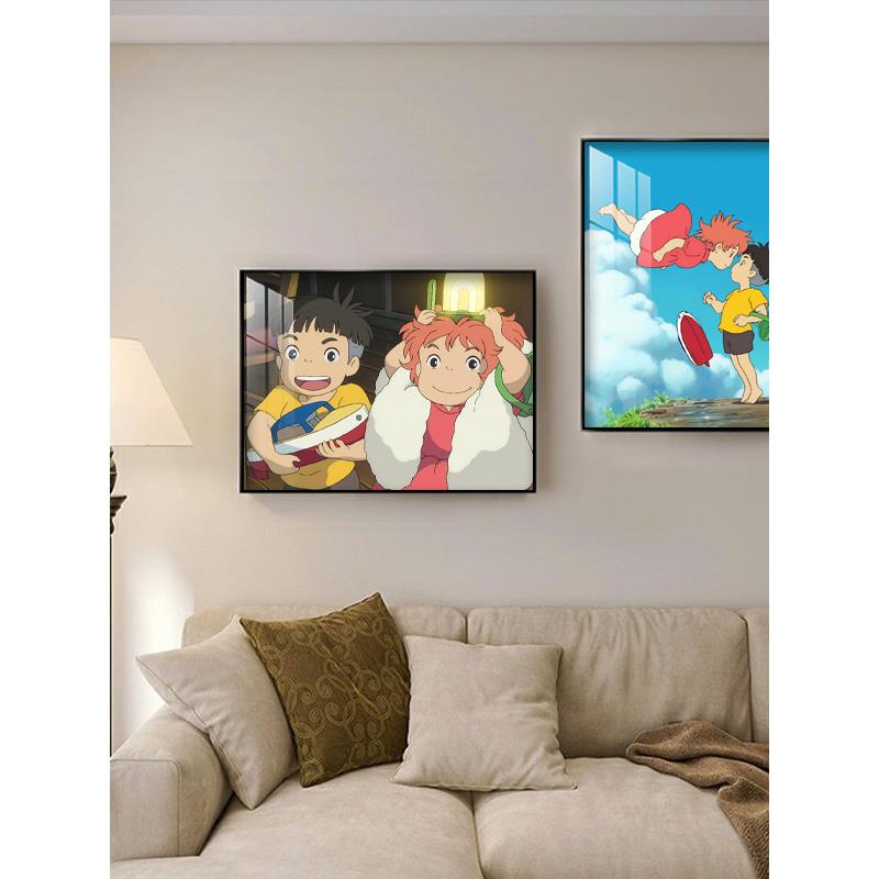 沙发宫崎骏卡通动漫装饰画床头儿童房背景墙画室挂画壁画客厅卧室