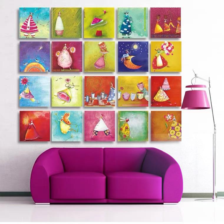 小仙子卡通儿童房装饰画书房幼儿园教室过道玄关壁画水彩漫画挂画