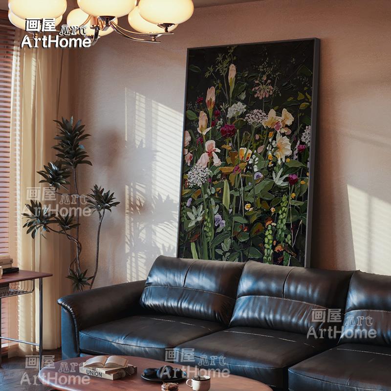 现代中古装饰画现代简约南洋抽象花卉客厅沙发背景墙壁画餐厅挂画