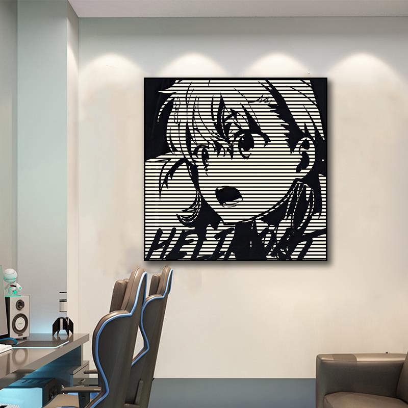 aokizy挂画潮流黑白客厅沙发背景墙装饰画电竞房间动漫卧室床头画
